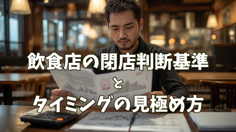 飲食店の閉店判断基準とタイミングの見極め方